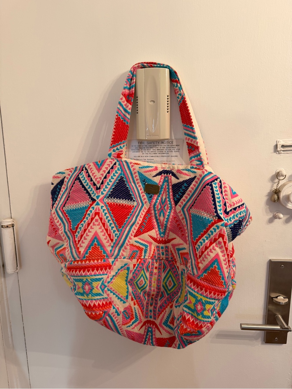 O'Neill Multicolor Geometric Tote - Pink, Blue & Red